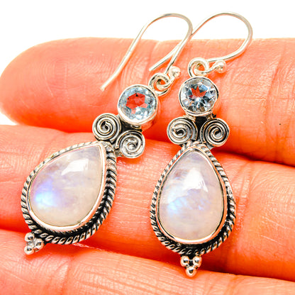 Rainbow Moonstone Earrings handcrafted by Ana Silver Co - EARR426301