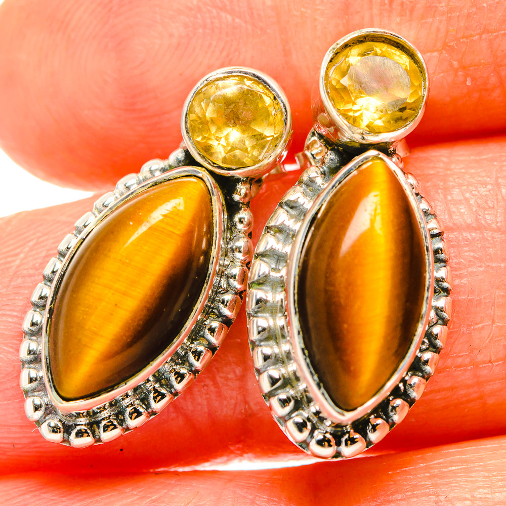 Tiger Eye Earrings handcrafted by Ana Silver Co - EARR426311
