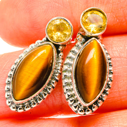 Tiger Eye Earrings handcrafted by Ana Silver Co - EARR426311