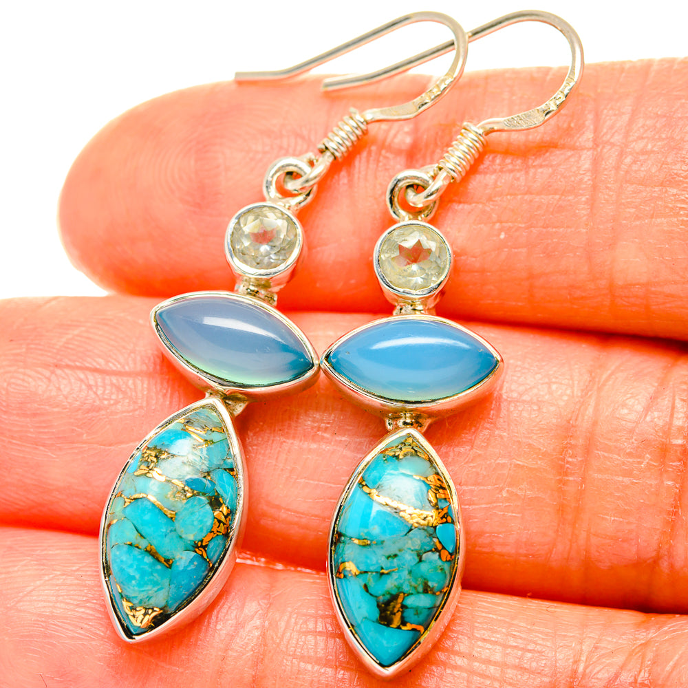 Blue Copper Composite Turquoise Earrings handcrafted by Ana Silver Co - EARR426312