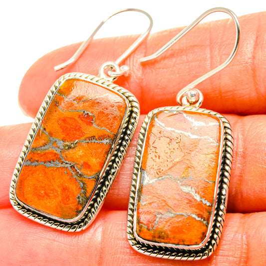 Orange Copper Composite Turquoise Earrings handcrafted by Ana Silver Co - EARR426329