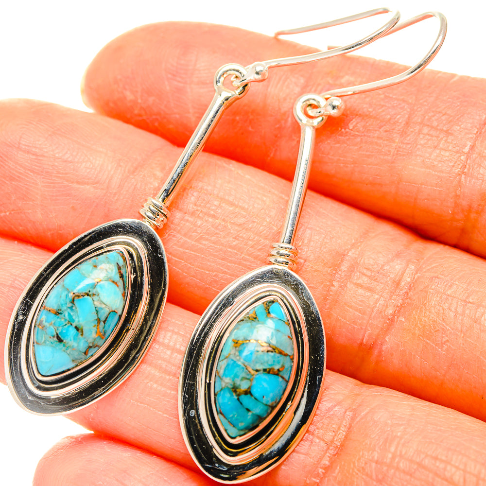 Blue Copper Composite Turquoise Earrings handcrafted by Ana Silver Co - EARR426370
