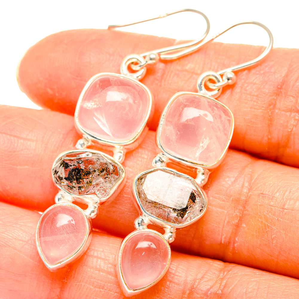 Rose Quartz Earrings handcrafted by Ana Silver Co - EARR426372