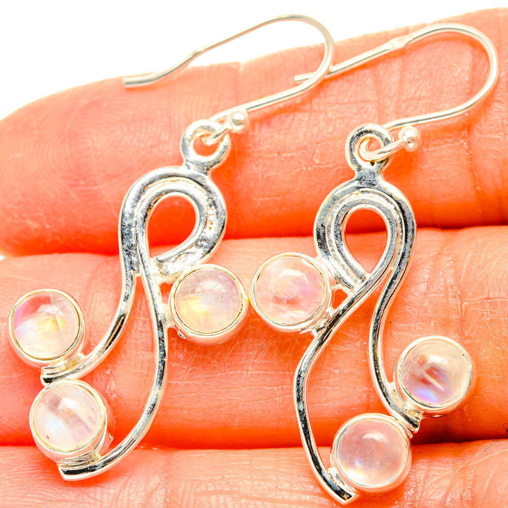 Rainbow Moonstone Earrings handcrafted by Ana Silver Co - EARR426377