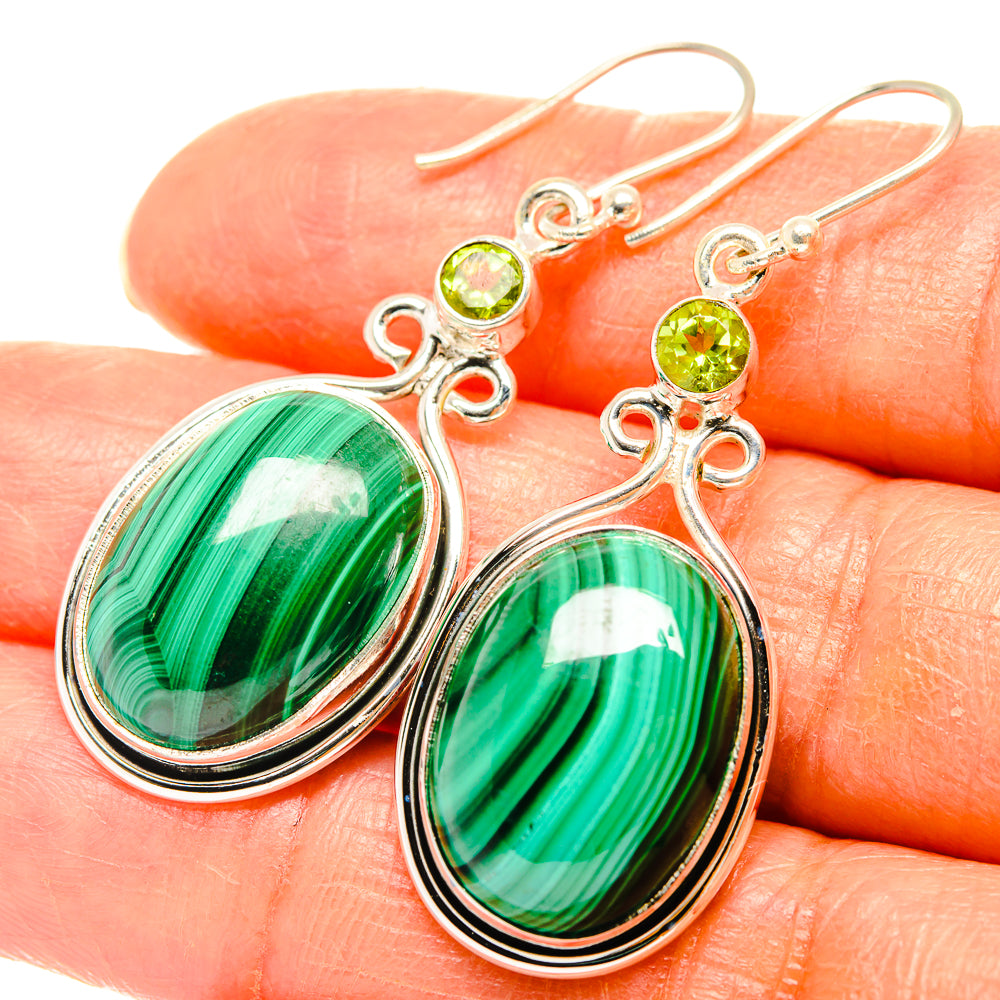 Malachite Earrings handcrafted by Ana Silver Co - EARR426403