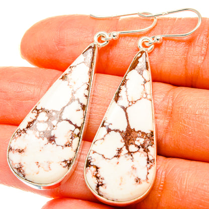 925 sterling silver teardrop earrings with Wild Horse Jasper, white stone and brown veining