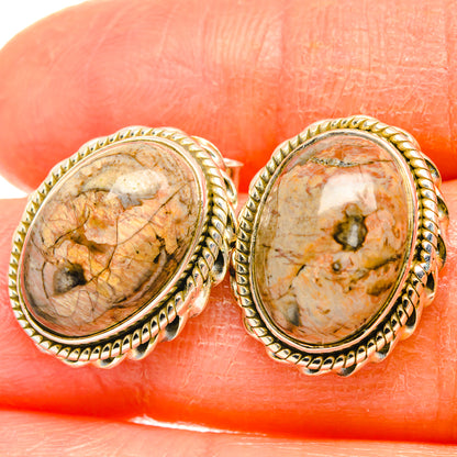 Mushroom Rhyolite Earrings handcrafted by Ana Silver Co - EARR426417