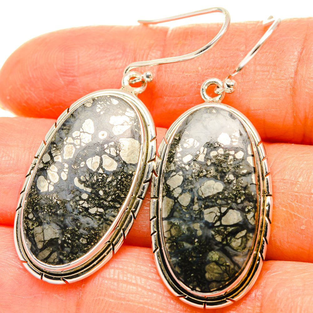 Pyrite Agate Earrings handcrafted by Ana Silver Co - EARR426432