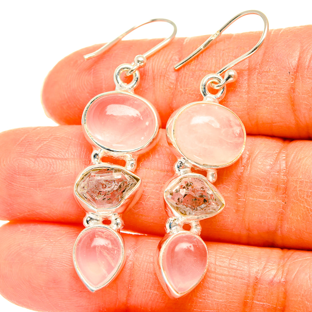 Rose Quartz Earrings handcrafted by Ana Silver Co - EARR426440