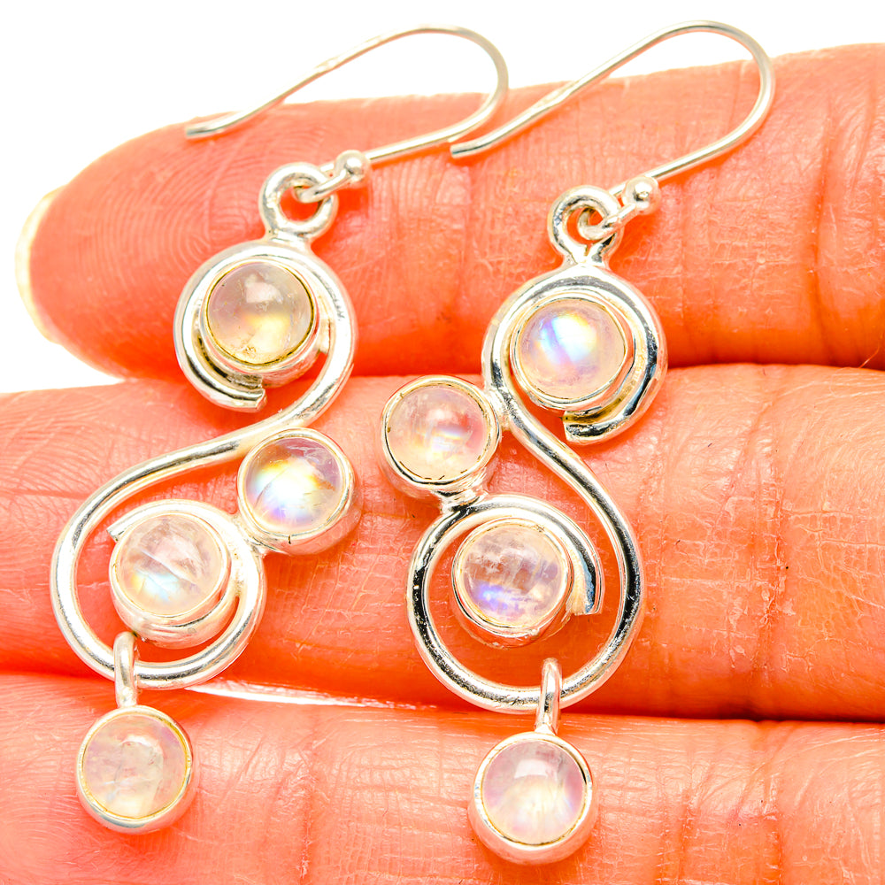 Rainbow Moonstone Earrings handcrafted by Ana Silver Co - EARR426463