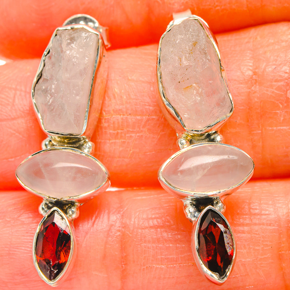 Rose Quartz Earrings handcrafted by Ana Silver Co - EARR426473
