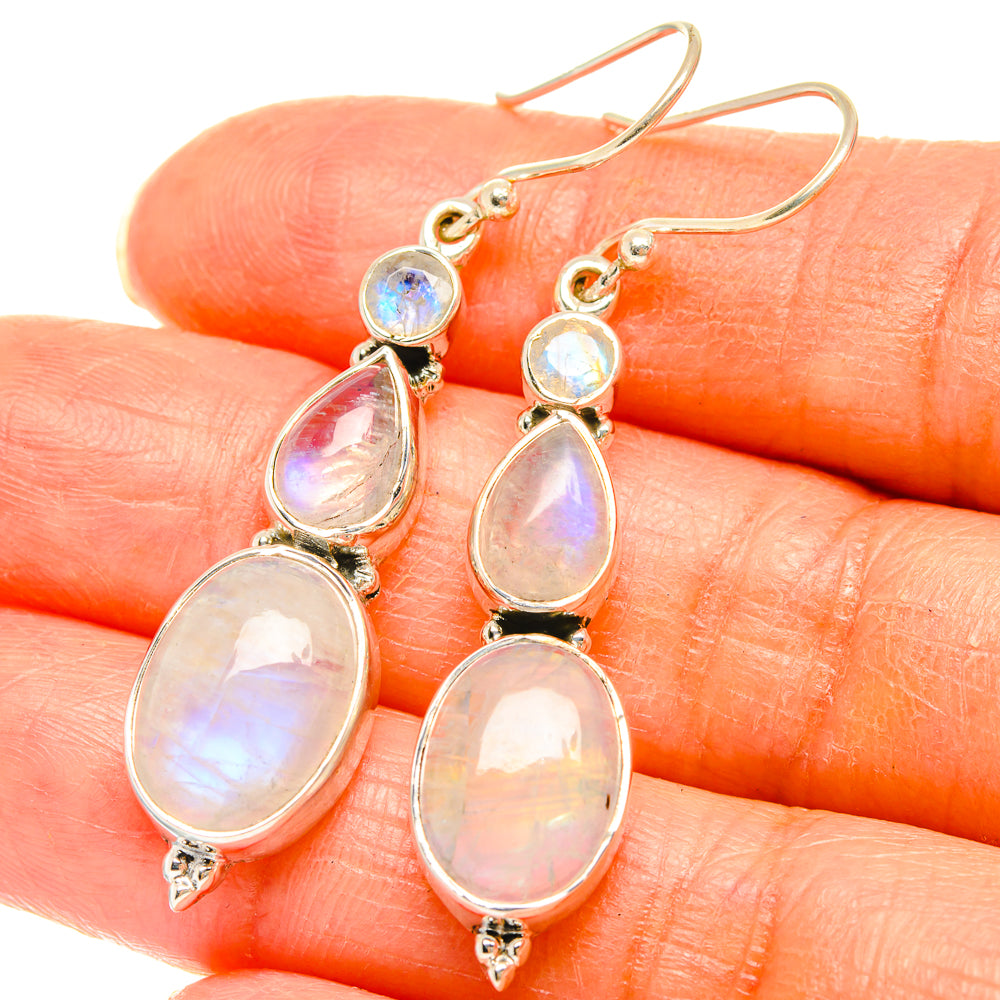 Rainbow Moonstone Earrings handcrafted by Ana Silver Co - EARR426475