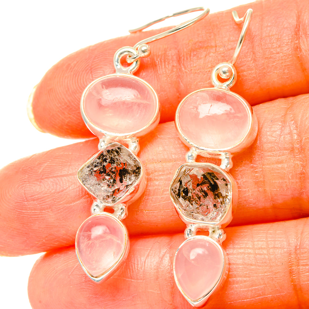 Rose Quartz Earrings handcrafted by Ana Silver Co - EARR426476