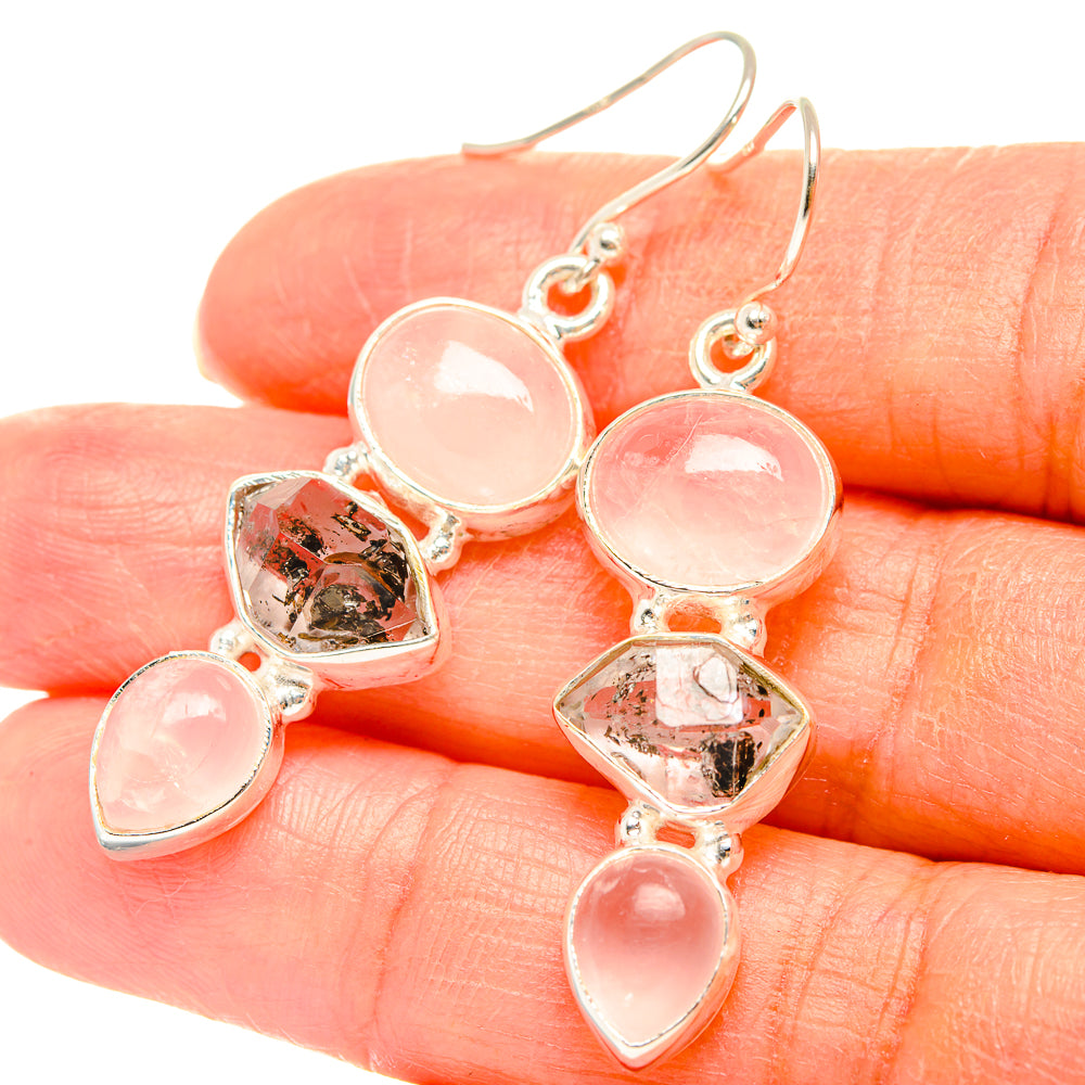 Rose Quartz Earrings handcrafted by Ana Silver Co - EARR426487