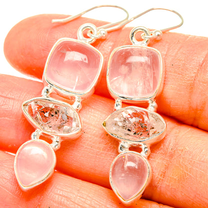 Rose Quartz Earrings handcrafted by Ana Silver Co - EARR426556