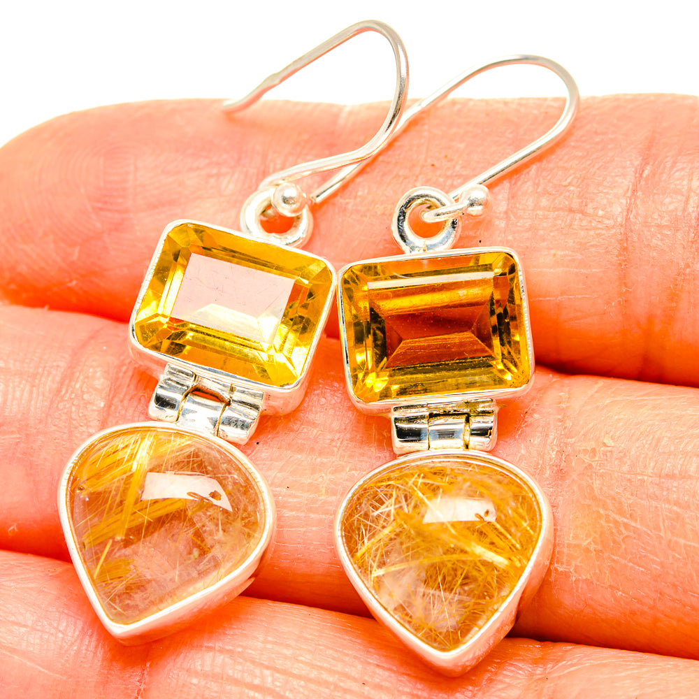 Rutilated Quartz Earrings handcrafted by Ana Silver Co - EARR426571