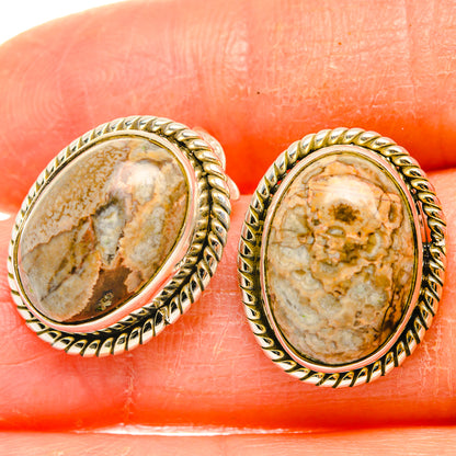 Mushroom Rhyolite Earrings handcrafted by Ana Silver Co - EARR426573
