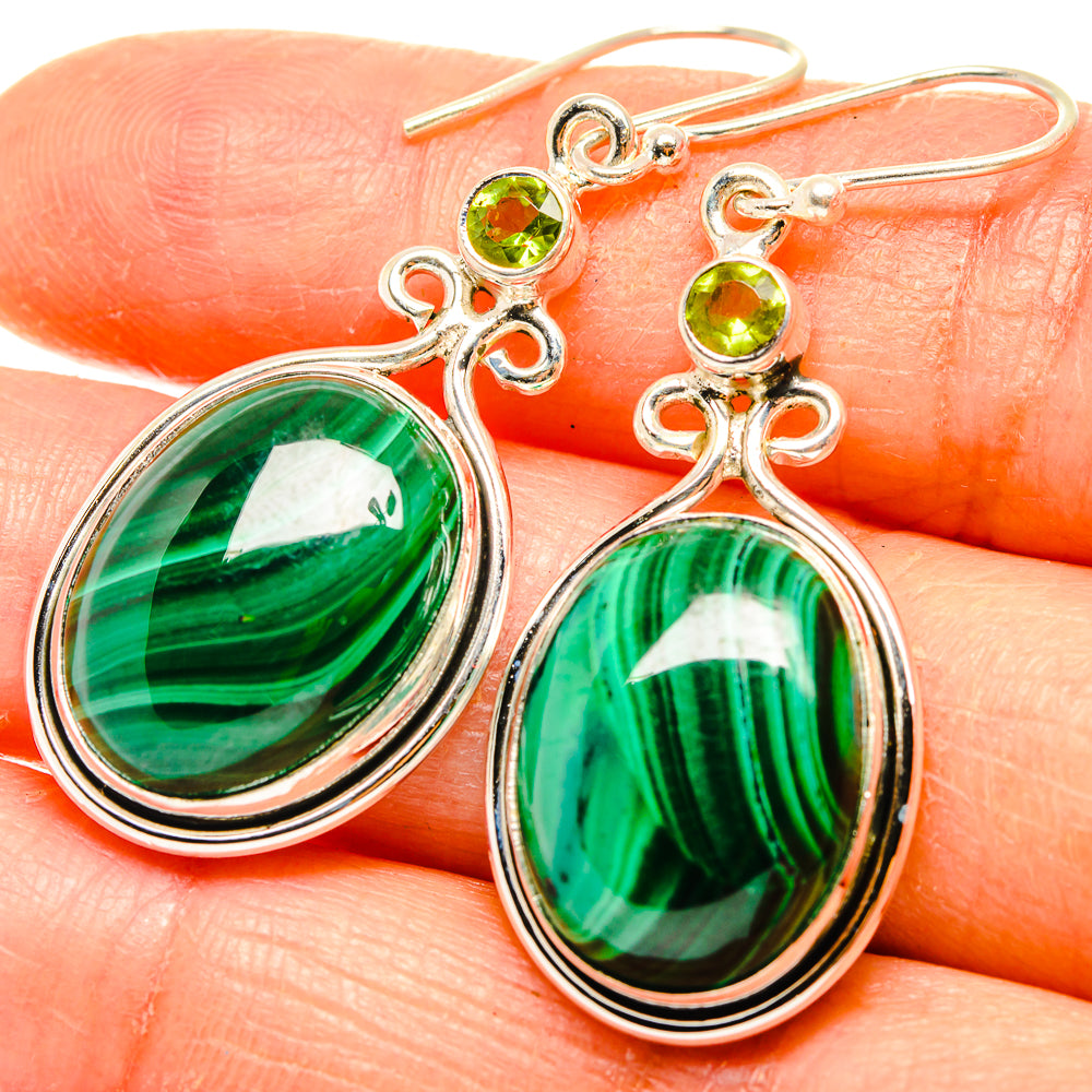 Malachite Earrings handcrafted by Ana Silver Co - EARR426577