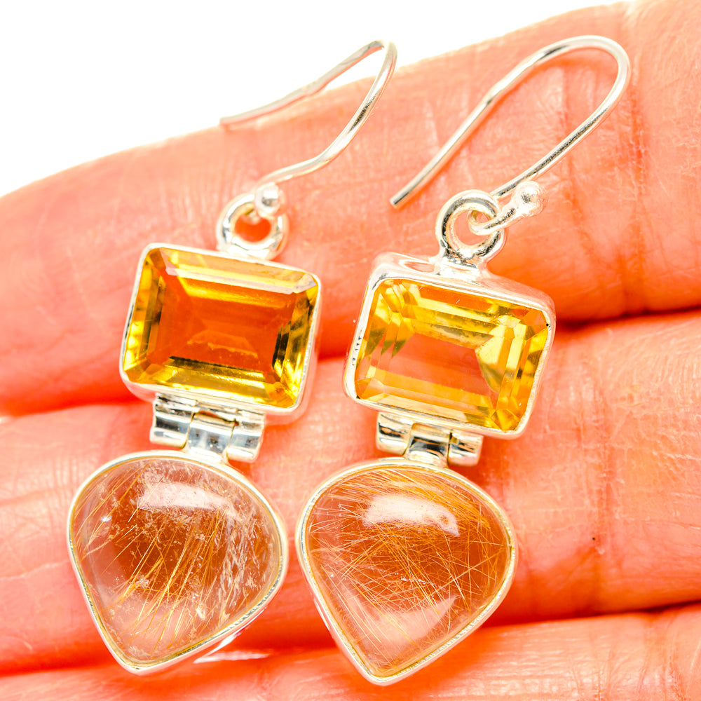 Rutilated Quartz Earrings handcrafted by Ana Silver Co - EARR426587