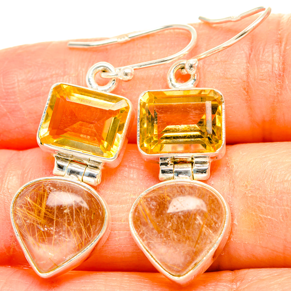 Rutilated Quartz Earrings handcrafted by Ana Silver Co - EARR426599