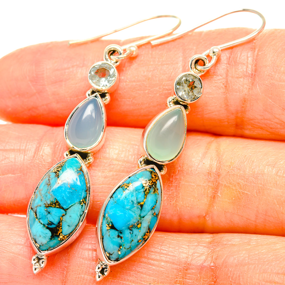 Blue Copper Composite Turquoise Earrings handcrafted by Ana Silver Co - EARR426607