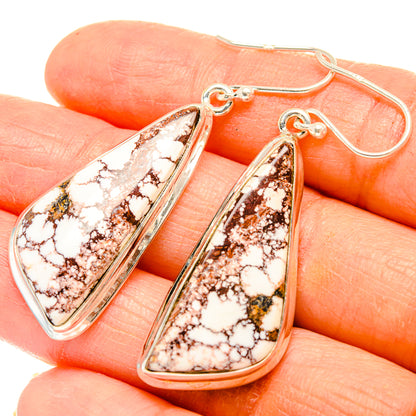 Sterling silver teardrop drop earrings with wild horse jasper stone detail