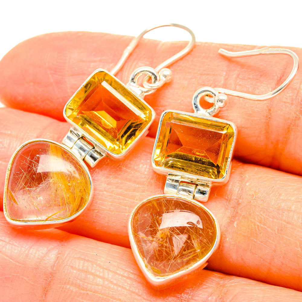 Rutilated Quartz Earrings handcrafted by Ana Silver Co - EARR426634