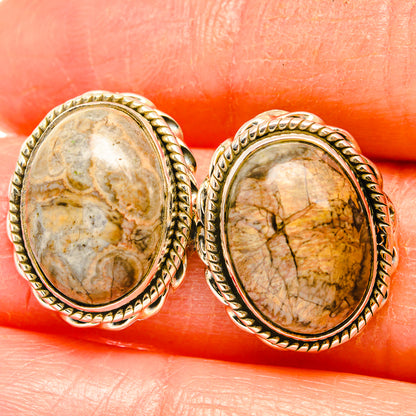 Mushroom Rhyolite Earrings handcrafted by Ana Silver Co - EARR426645