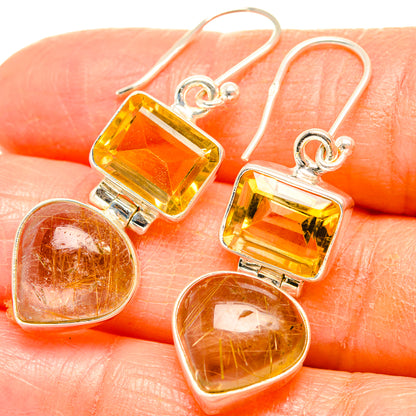 Rutilated Quartz Earrings handcrafted by Ana Silver Co - EARR426649