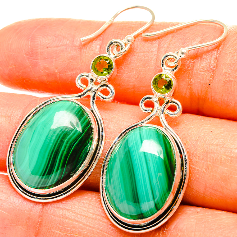 Malachite Earrings handcrafted by Ana Silver Co - EARR426671