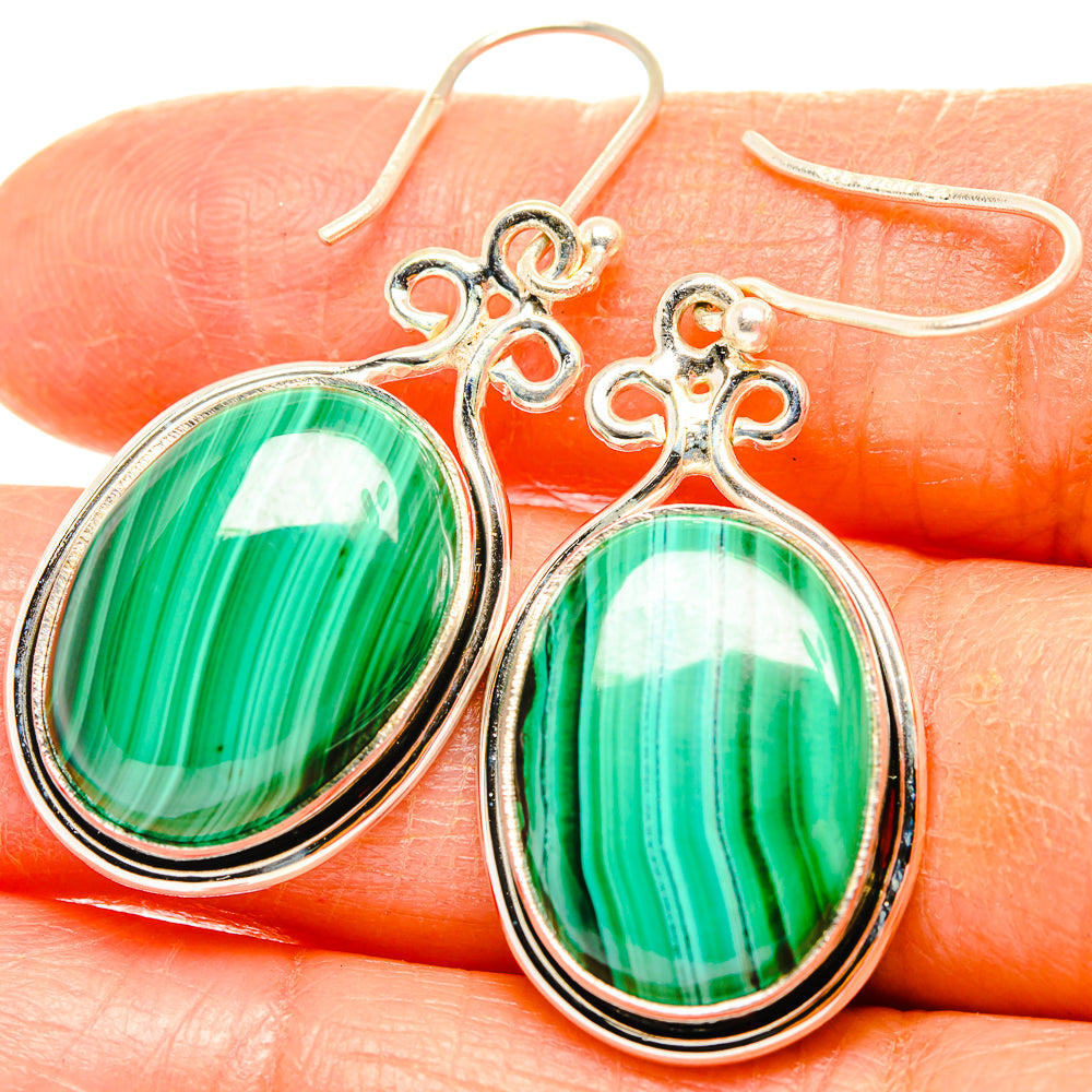 Malachite Earrings handcrafted by Ana Silver Co - EARR426672