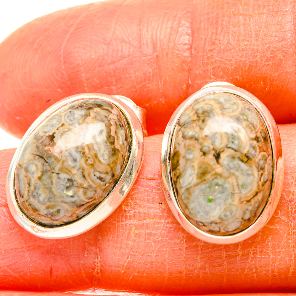 Mushroom Rhyolite Earrings handcrafted by Ana Silver Co - EARR426678
