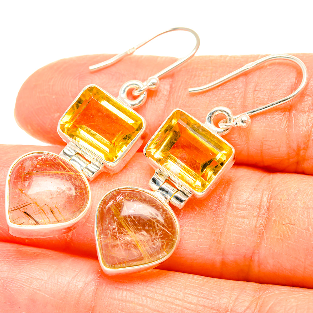 Rutilated Quartz Earrings handcrafted by Ana Silver Co - EARR426698