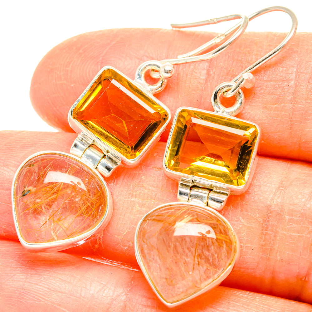 Rutilated Quartz Earrings handcrafted by Ana Silver Co - EARR426704