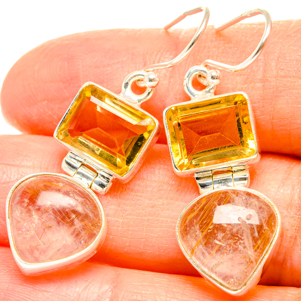 Rutilated Quartz Earrings handcrafted by Ana Silver Co - EARR426712