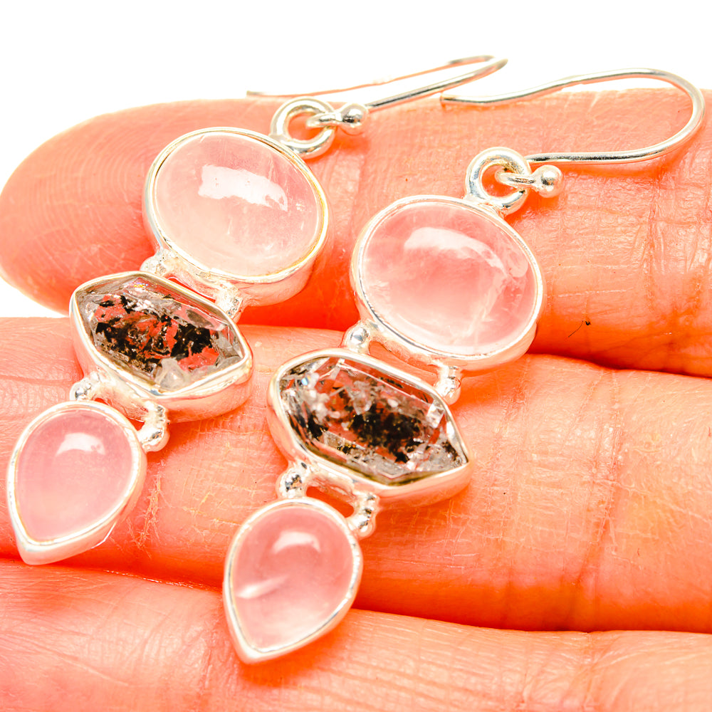 Rose Quartz Earrings handcrafted by Ana Silver Co - EARR426721
