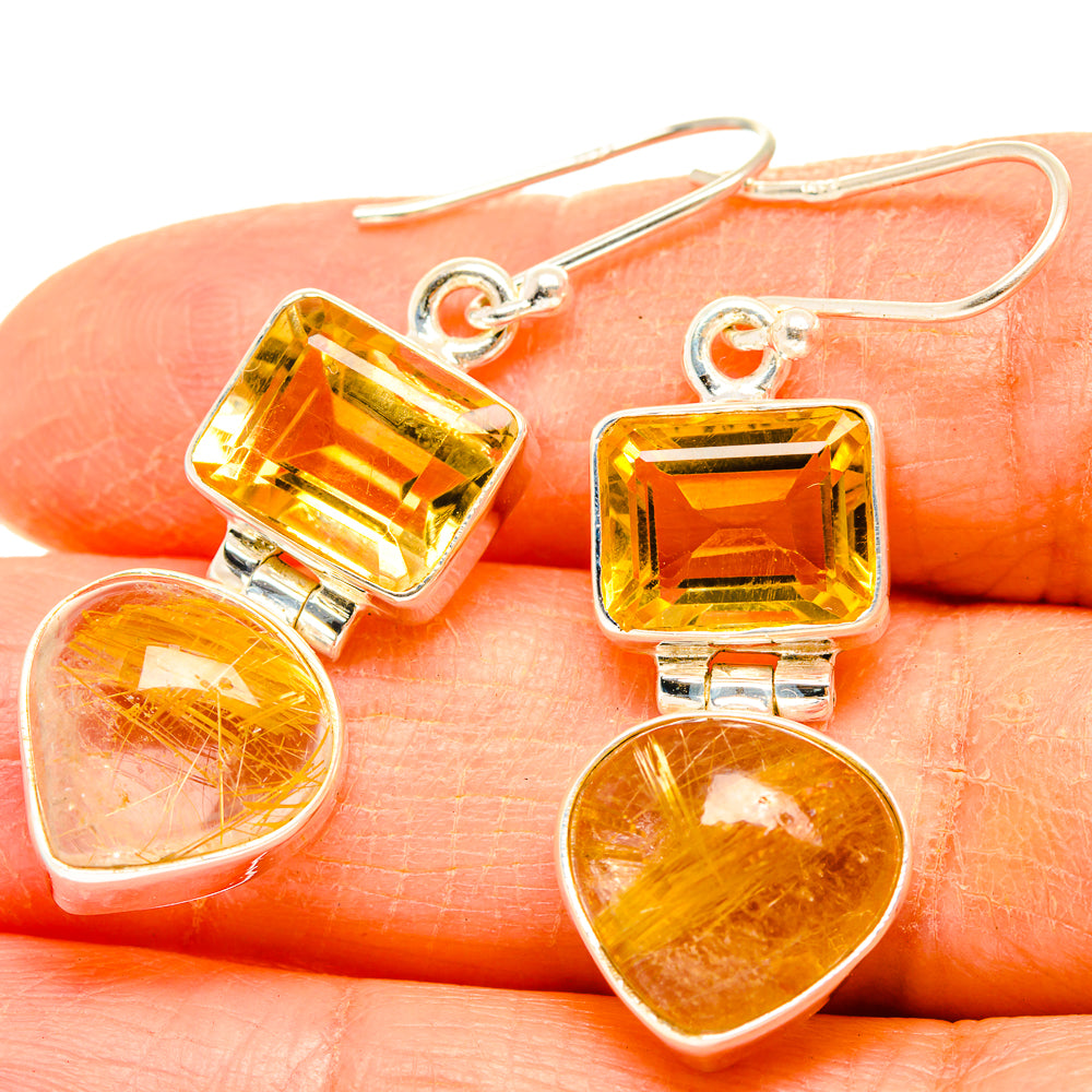 Rutilated Quartz Earrings handcrafted by Ana Silver Co - EARR426784