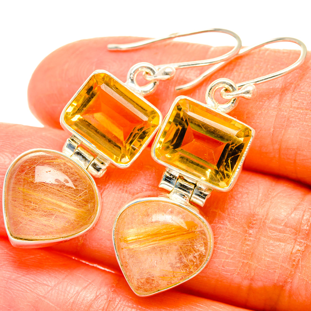 Rutilated Quartz Earrings handcrafted by Ana Silver Co - EARR426791