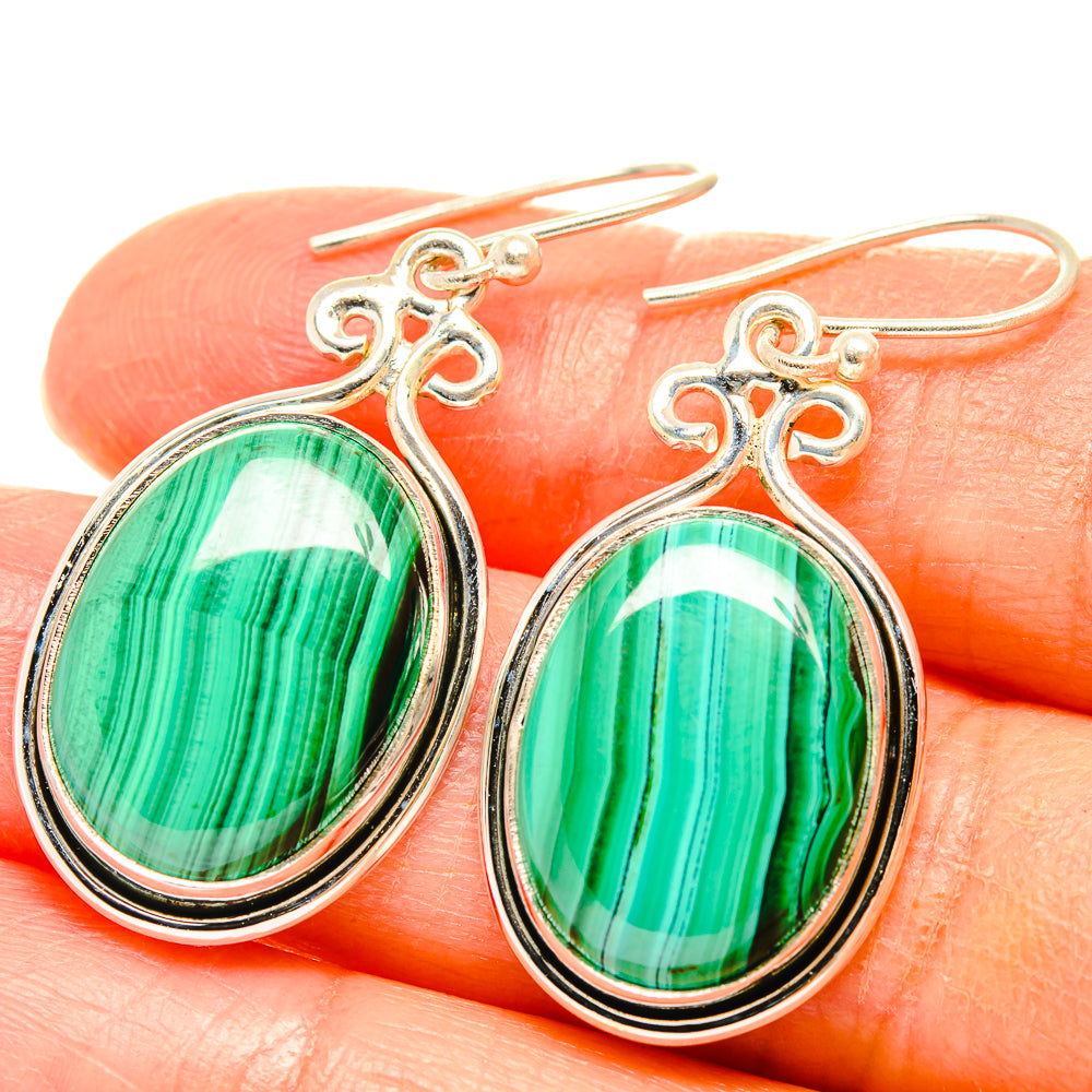 Malachite Earrings handcrafted by Ana Silver Co - EARR426802