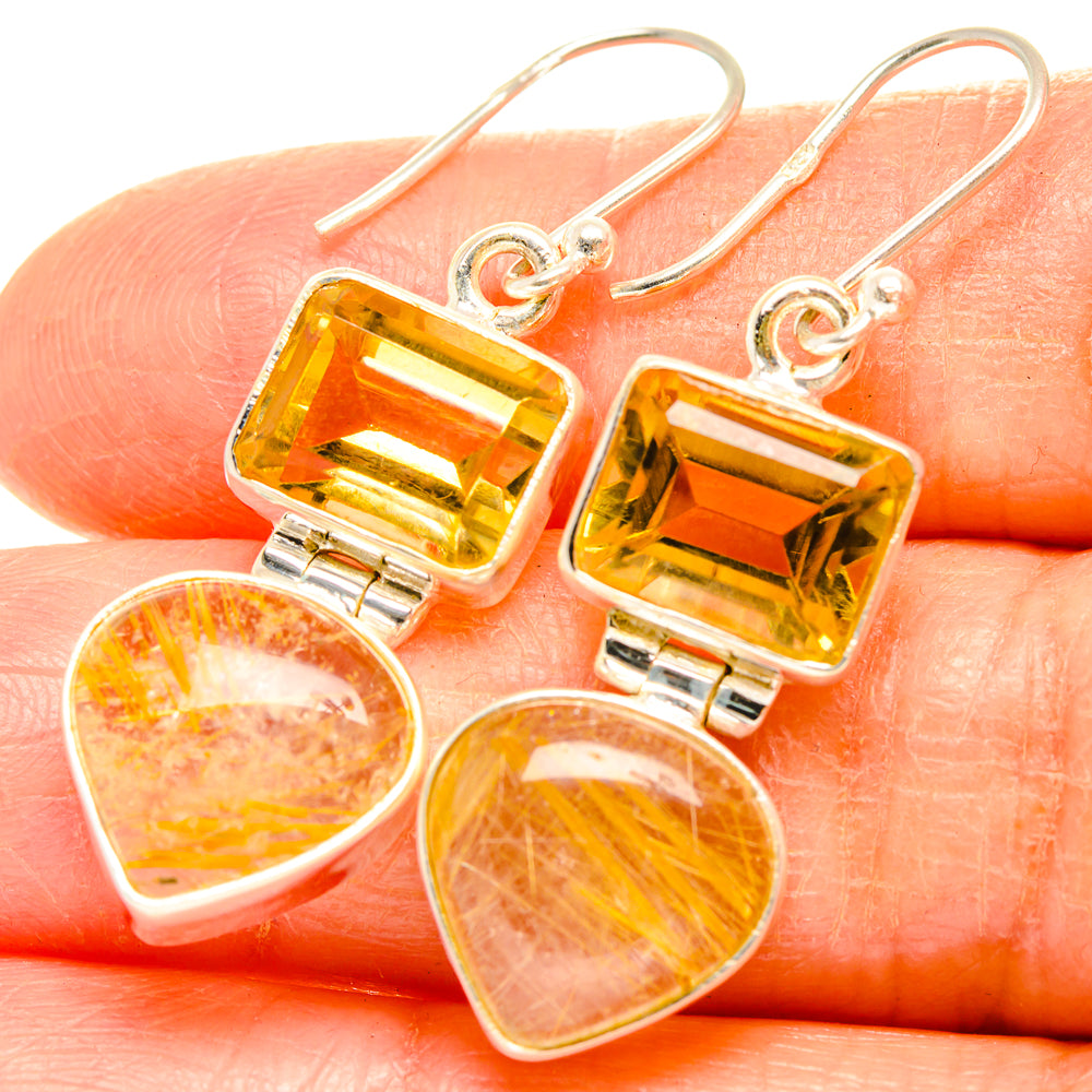 Rutilated Quartz Earrings handcrafted by Ana Silver Co - EARR426832