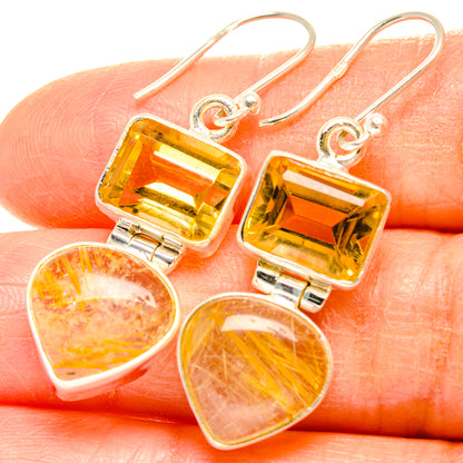 Rutilated Quartz Earrings handcrafted by Ana Silver Co - EARR426832