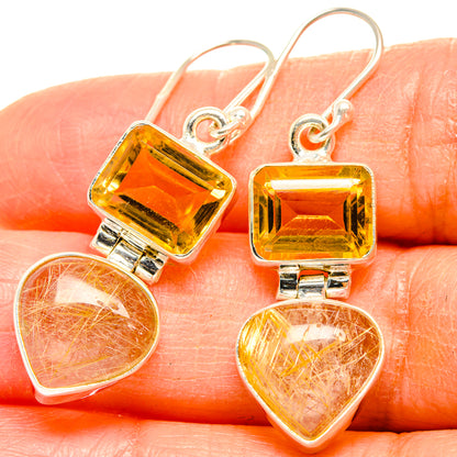 Rutilated Quartz Earrings handcrafted by Ana Silver Co - EARR426834