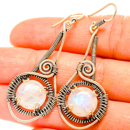 Rainbow Moonstone Earrings handcrafted by Ana Silver Co - EARR426836