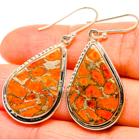 Orange Copper Composite Turquoise Earrings handcrafted by Ana Silver Co - EARR426844