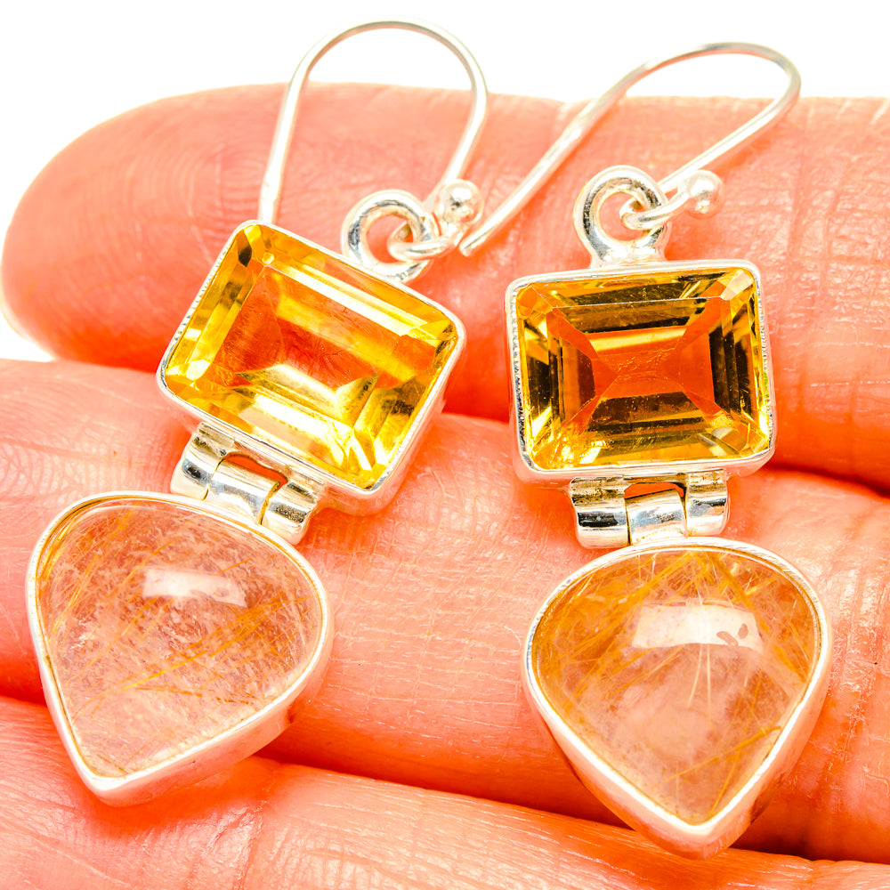 Rutilated Quartz Earrings handcrafted by Ana Silver Co - EARR426854