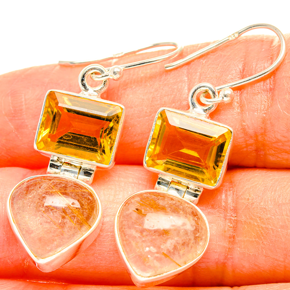 Rutilated Quartz Earrings handcrafted by Ana Silver Co - EARR426867