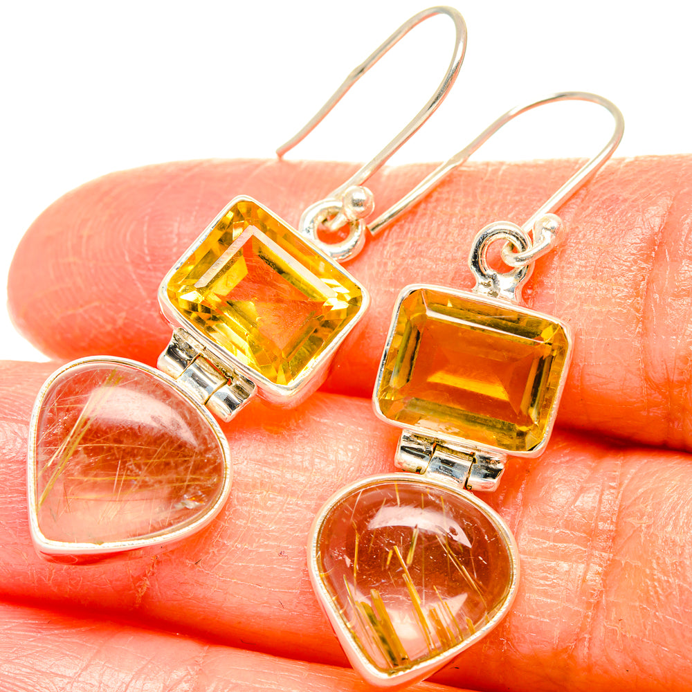 Rutilated Quartz Earrings handcrafted by Ana Silver Co - EARR426924