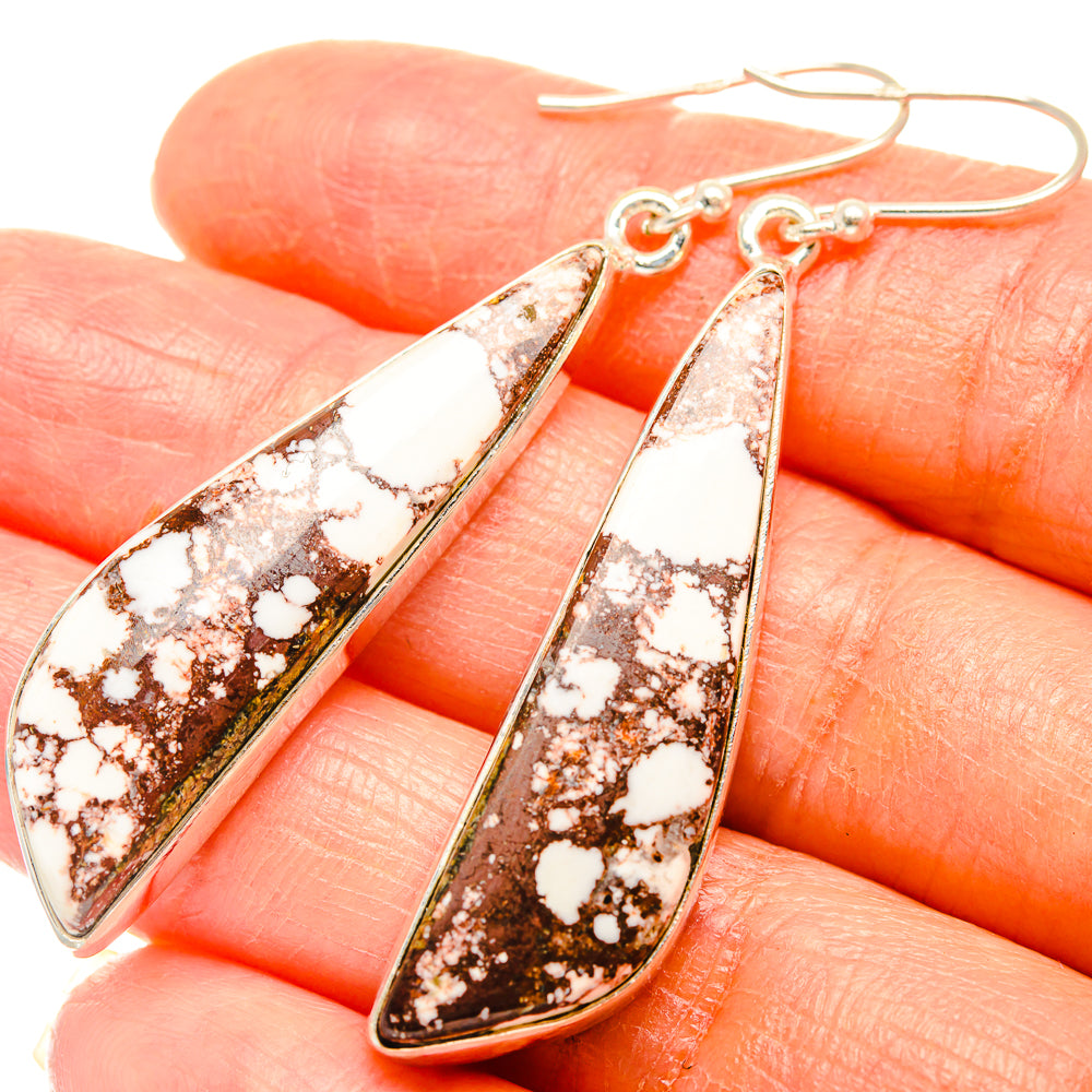 Sterling silver Wild Horse Jasper teardrop earrings with speckled red and white stone
