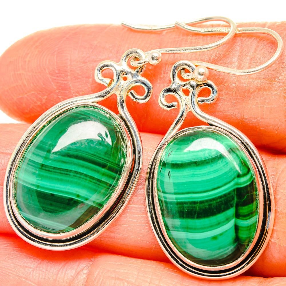 Malachite Earrings handcrafted by Ana Silver Co - EARR426939