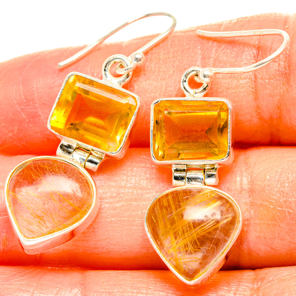 Rutilated Quartz Earrings handcrafted by Ana Silver Co - EARR426985